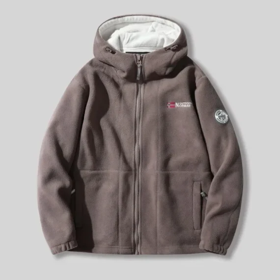 2023 New Winter Warm Men’s Fleece Hooded Jacket Pockets Solid Color Casual Polar Jacket Cold-Proof Thickened Plus Size Outwear